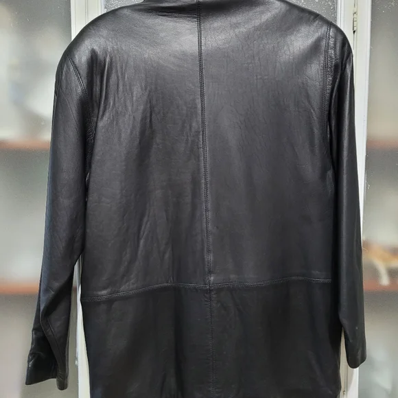 Vintage Leather Black Women's 1980's Jacket Blazer Retro shoulder pads - Picture 9 of 16